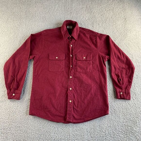 Vintage Five Brother Shirt Mens Medium Maroon Red Flannel‎ Button Up Heavyweight - Picture 1 of 15
